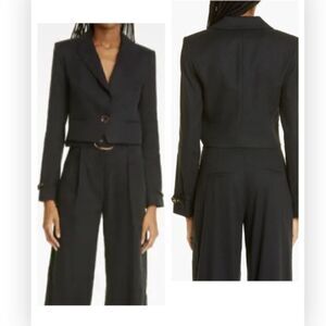 Veronica Beard Girard Linen Blend Crop Jacket in Black size 6 NWT $598
